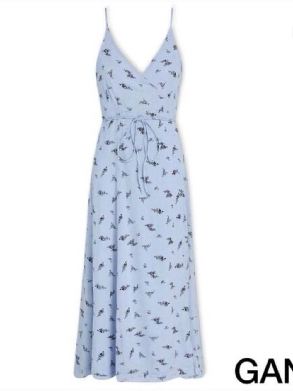 NWOT GANNI - Blue Floral Print Georgette Wrap Dress - Sz L (8/10)